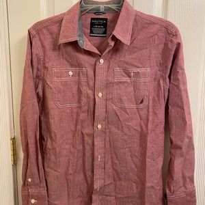 Nautica long sleeves boy shirt red L 14/16